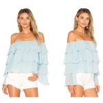 Lovers + Friends  Zayn Off the Shoulder Long Sleeve Tiered Ruffle Top Revolve XL Photo 1