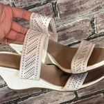 Impo White Rhinestone Wedge Sandals Y2K Strappy Platform Womens 6.5 7 Photo 0