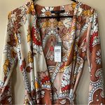BCBGMAXAZRIA NWT Paisley Dusty Rio Boho Long-sleeved Robe/Kimono Size XS Photo 2