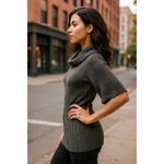 Gauge & Cable XL Gray Metallic Knit Sweater Tunic Cowl Neckline Wide Sleeves Photo 10