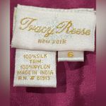 Tracy Reese  - 100% Silk trim Magenta Silk Pleated Mesh Shoulder Dress Sz 6 Photo 9