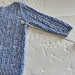 Lands' End ‎ Blue Marled Cable 3/4 Sleeve Boat Neck Pullover Cotton Sweater LARGE Photo 8