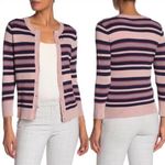 Halogen Nordstrom Stripe Crewneck Cardigan Sweater M Photo 0