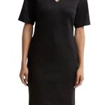 Spanx Faux Suede Column Dress Shift V-neck Short Sleeve Classic Black M NWT Photo 0