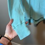 Aerie  Lumberjane Aqua Blue Waffle Knit Pullover Collared Sweatshirt Small Photo 4