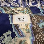 ECI Vintage Y2K New York Babydoll Top Womens 6 Blue Silk Tie Waist Photo 9