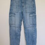 American Eagle AE Light Wash Denim High Rise Joggers Cargo Jeans Photo 0
