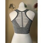 Bebe  Heathered Gray Ribbed Knit Athletic Sports Bra w Cut Outs Large Photo 1