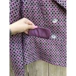 Miss Dorby Vtg Women's Blazer Suit Jacket‎ Purple Geometric Size 12 Photo 4