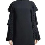 Alexis  Black Marianne Tiered Bell-Sleeve Crepe Mini Dress Ruffled Trim Small Photo 0