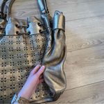 Burberry  Prorsum Large Calfskin Gold Studded Warrior Bag Leather Metallic Photo 6