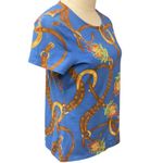 Ralph Lauren Lauren  Multi Equestrian Print Roundneck Casual Pullover Blouse Sz M Photo 1