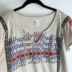 Sundance  Linen Embroidered Top Cream Sz Large Photo 1