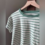 Madewell Women’s Whisper Crew Neck Tee Lobster Stripe/Green White Cotton/Medium Photo 4