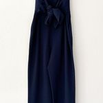Eliza J  Sleeveless Pleated Crepe Jumpsuit in Navy Blue | 8 Photo 8