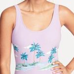 Old Navy  new palm tree purple scoop back one piece swim suit Photo 0