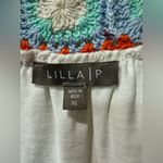 Lilla P Crochet Trim Swing Tank Top White Multi Hand Crochet Cotton Shirt XL Photo 3