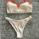 Romwe  Yellow Striped Bikini with Orange Trim Photo 1