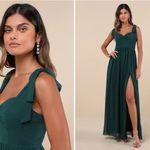 Lulus Radiant Charisma Emerald Chiffon Ruched Tie Photo 3