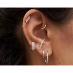 Boutique White Gold Filled Marquis Illusion Hoop Earrings‎ Photo 2