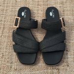 Dr. Scholls  Paradise Now Black Raffia Wood Sandal size 8.5 Photo 1