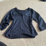 Fortune + Ivy Blue and White 3/4 Sleeve Relaxed Blouse Photo 0