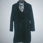 Guess  L Full Length Logo Lined Pea Coat Double Breasted Belted Wool in Black Photo 4