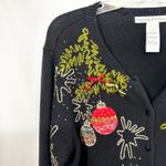 VTG Christmas Sweater Large Ornament Cardigan Black Ugly Holiday Party 706 Photo 5