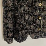 Vintage R&K Evening Blazer Jacket Women's‎ Large Black Velvet Floral Glitter Photo 2