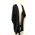 Josie Natori Black Ottoman Shine Coat Short Sleeve Kimono Cover Photo 10