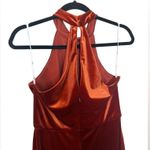 The Moon Threads Auburn Velvet Halter Dress Photo 4