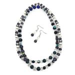 Beaded Necklace Earrings Set Glass Crystals Pearls Formal Elegant Statement Gift White Photo 2