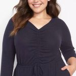 Lane Bryant NWT Ruched V-Neck Hacci 3/4 SLV Weekend/Lounge Navy Jumpsuit 14/16 Photo 0