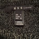 Mango MNG by szL 3/4 sleeve gathered shoulders black metallicâgold sweaterâEUC Photo 9