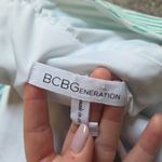 BCBGeneration Green and White Striped V-Neck Tie Shoulder Dress Photo 6