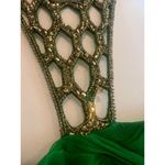 Scala  100% SILK TOP SEQUINED BEADED NECK FLOOR LENGTH GREEN GOWN WOMENS SIZE 5 Photo 4