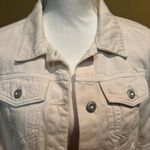 Free People Women’s Ivory Denim Jacket Size Small 100% Cotton Button Front Photo 2