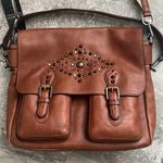 Ralph Lauren Studded Leather Noa Crossbody with Front Pockets, Brown, New w/Tag Photo 9