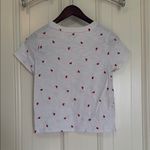 White baby tee Shirt with Red Hearts Photo 3