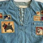 Us expedition Faithful Companion embroidered patchwork Dog Top Blue Size L Photo 1
