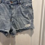 BLANK NYC Distressed High Rise Button Fly Light Wash Denim Shorts Sz 32 / US 14 Photo 1