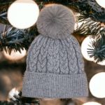 Women’s Ribbed Knit Pom Pom Beanie Gray Grey Fall Winter Hats Cozy Photo 0