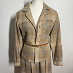 The Villager Suite Women 10 Tan Woven Plaid Jacket And Knee Skirt Vintage Career Photo 2