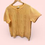 Cute pointelle peaches and cream lotus fairy flower short sleeve sweater Orange Size 14 Photo 0