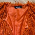 Missguided faux Mongolian lamb fur shaggy short jacket festival rave orange S Photo 2