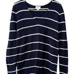 Old Navy  Women Size Small Lightweight Tunic Sweater V Neck Blue Striped Comfort Photo 0