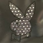 Playboy  Y2K Black Silver Mini Bowler Bag Purse McBling Vegan Leather Bunny Bling Photo 12