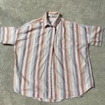 Madewell Oversized Boxy Button Up Striped Flannel Short Sleeve Top Women's XXS Photo 0