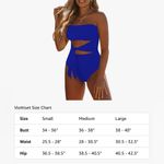 Viottiset Women's Bandeau One Piece Swimsuit Strapless High Cut Out Blue Small Photo 7