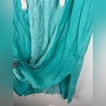 Sigrid Olsen  Caftan Linen Blend Tassel Aqua CoverUp Pockets Dress Women’s Sz M Photo 2